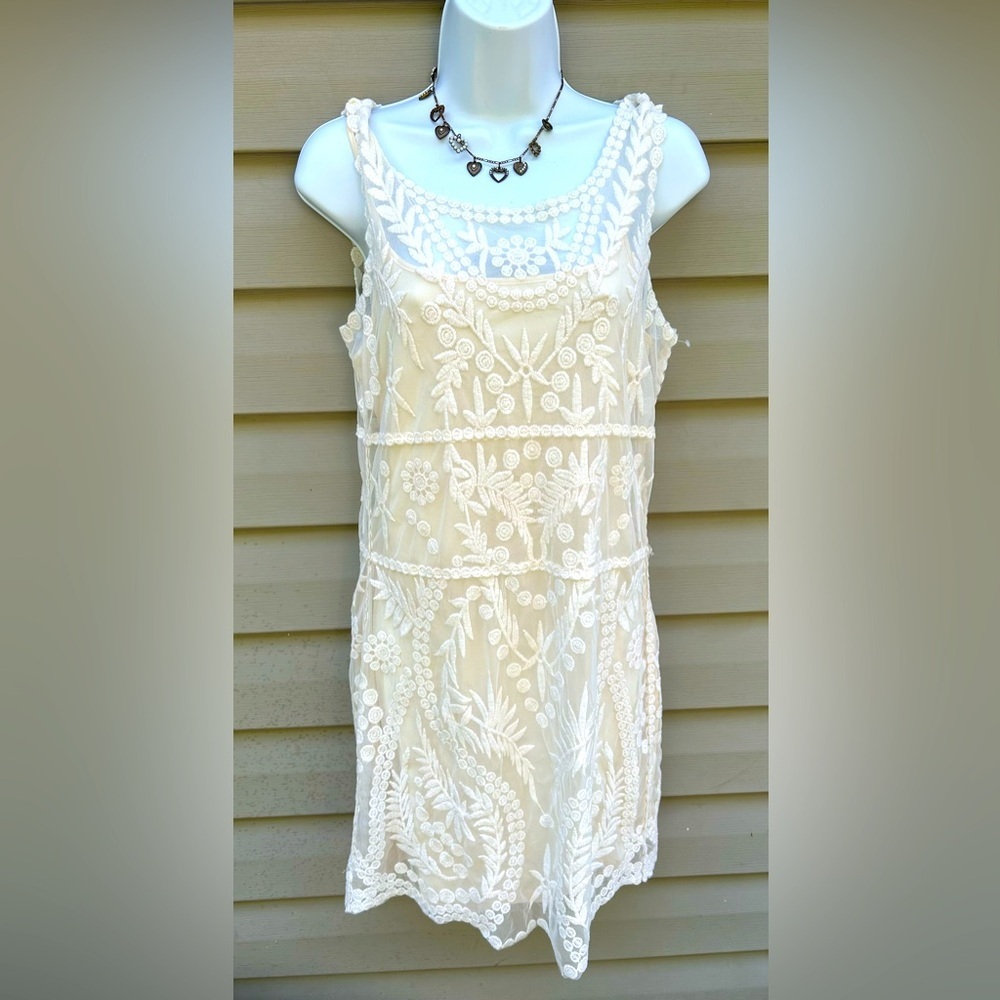 VTG Express Y2K lace overlay dress size M Cottagecore fairy mini